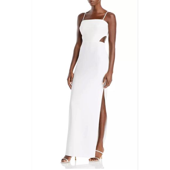 Aqua Dresses & Skirts - AQUA Cut Out Thigh Slit Sleeveless Long Column Evening Gown White Size 6 Dress